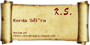 Korda Sára névjegykártya